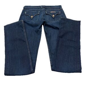 Hudson Carly Straight Jeans Women 26 Dark Wash Flap Pocket Y2K USA Stretch Denim